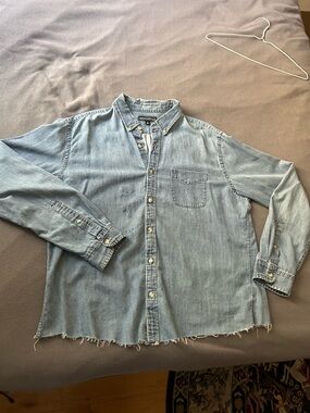 J. Crew denim shirt cropped distressed size XL